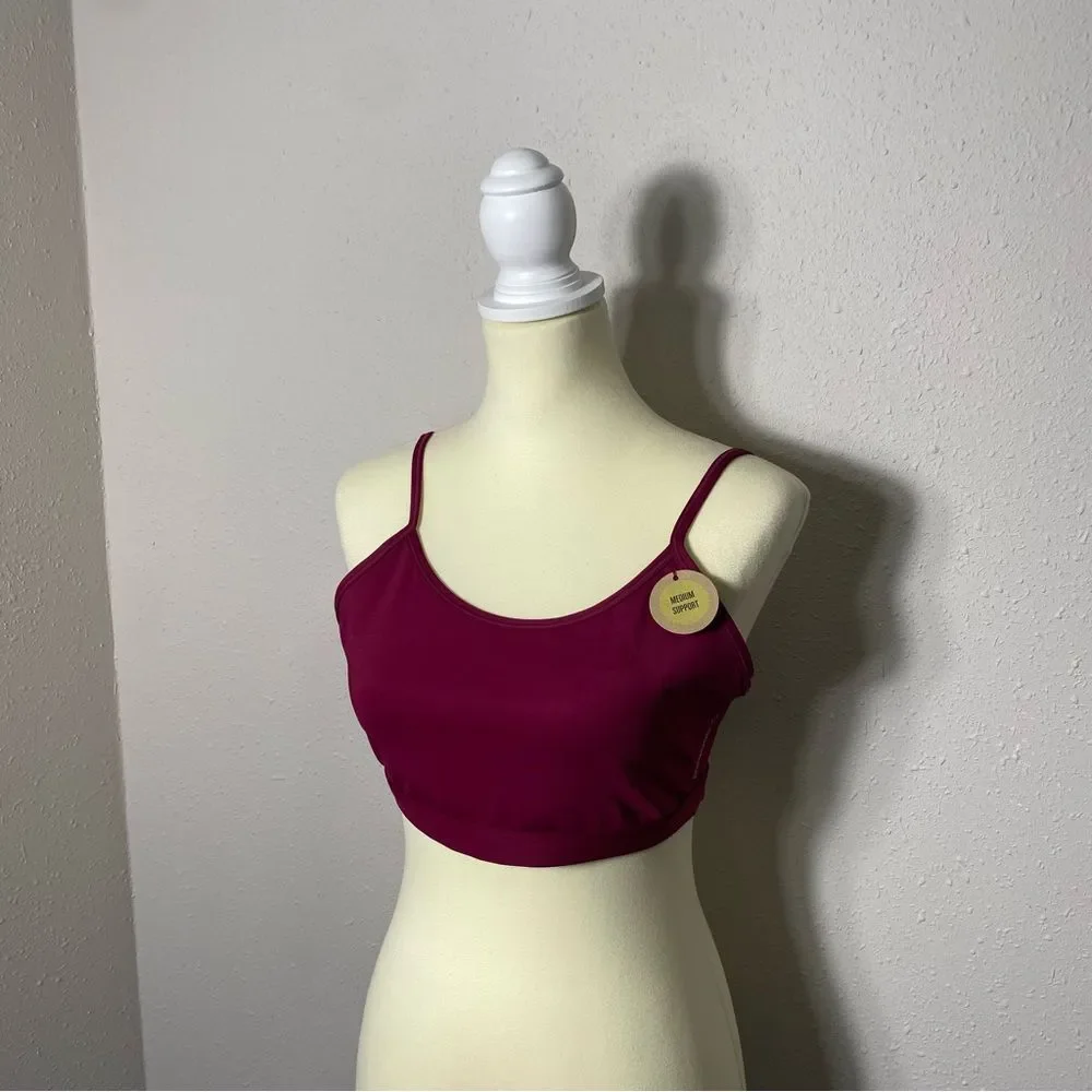 NWT Reebok Sports Bra Fushia Open Back w/ Straps Work Out Yoga Womens Size Large
